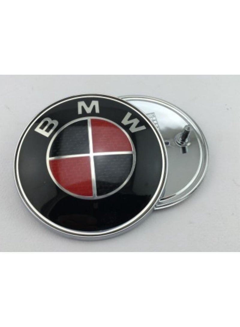 بي إم دبليو علامة شعار أمامي من قطعة واحدة من بي إم دبليو 74مم - أسود وأحمر - Image 2